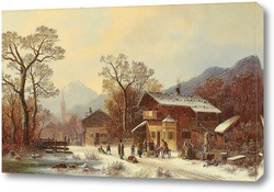   Картина Горная деревня зимой