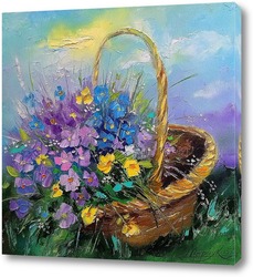    Букет полевых цветов в корзинке