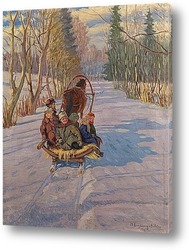  Зимние сани с детьми, 1940