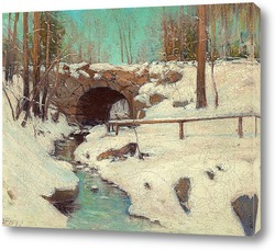   Картина Каменный мост в зимний период, Центральный парк