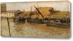   Картина Лодки на канале