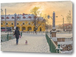   Картина Утренний снегопад. Красногвардейский мост.