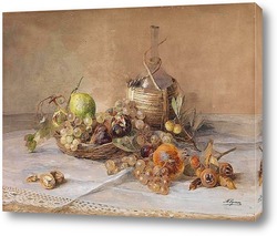   Картина Натюрморт с фруктами и бутылкой кьянти