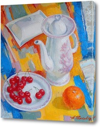   Картина Натюрморт с вишнями и апельсином