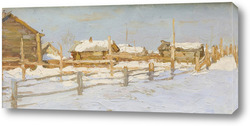   Картина Пентюх. Деревня  зимой. 