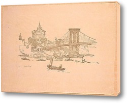   Картина Нью Йорк, бруклинский мост 