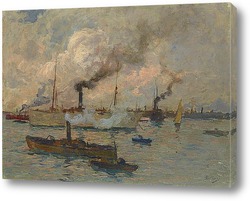   Картина Лодки рядом с портом
