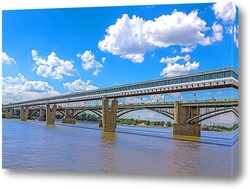   Картина Коммунальный и метро мосты в городе Новосибирске, через реку Обь