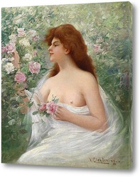   Картина Молодая женщина и розы