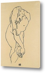  Лежащая Модель в сорочке и чулках, 1917