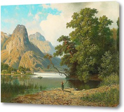   Картина Горный пейзаж с озерами