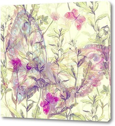   Картина Бабочка с полевыми цветами