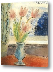    Тюльпаны в синей вазе