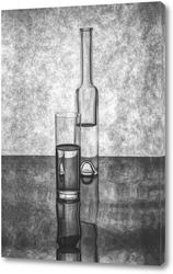   Картина Черно-белый натюрморт с бутылками