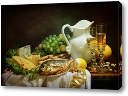   Картина Натюрморт с дорадо и белым вином