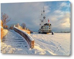   Картина Зимний рассвет на Петровской набережной.
