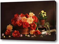   Картина Тюльпаны и розы в корзине