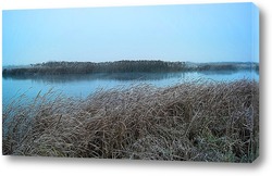   Картина утро на озере