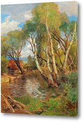   Картина Березы у горного ручья