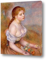   Картина Молодая девушка с ромашками