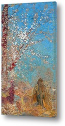   Картина Фигура около цветущего дерева