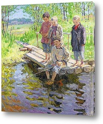   Картина Мальчишки на рыбалке 