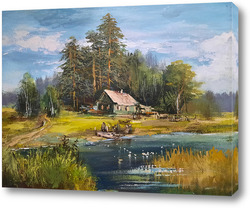   Картина Домик у пруда
