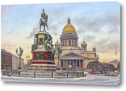   Картина Санкт-Петербург. Снегопад на Исаакиевской площади.