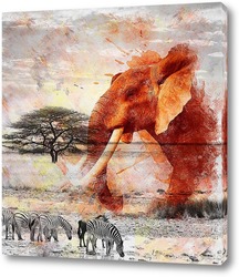   Картина Слон в саване
