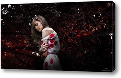   Картина Девушка в красных листьях