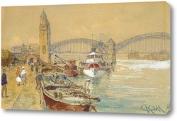   Картина Кельн. Гавань возле старого моста Гогенцоллерн