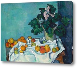  Картина Натюрморт с яблоками и горшком с примулой
