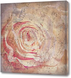   Картина Роза на фоне нот