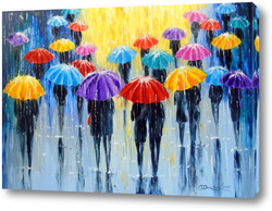    Дождь в разноцветных зонтах 