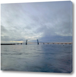   Картина Вид на Вантовый мост через Корабельный фарватер зимой