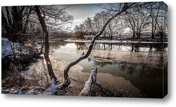   Картина Река Цна, Первые лучики солнца