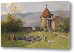   Картина Огород с двумя кроликами