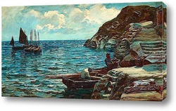   Картина Рыболовные суда недалеко от берега Корнуолла