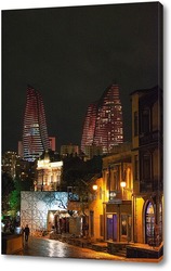   Картина Баку. Flame towers ночью