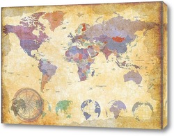   Картина Винтажная карта мира