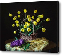   Картина С желтыми тюльпанами и сиренью