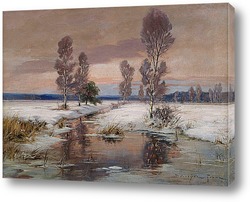    Зимний пейзаж с потоком