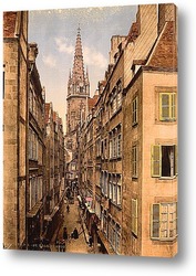   Картина Гранд-стрит, Сен-Мало, Франция. 1890-1900 гг