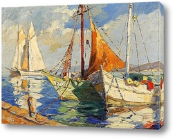   Картина Лодки в гавани Средиземного моря