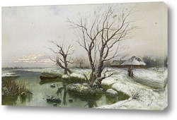   Картина Снежные берега реки
