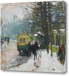    Трамвай под снегом