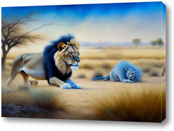    Черногривый лев и голубой тушкан