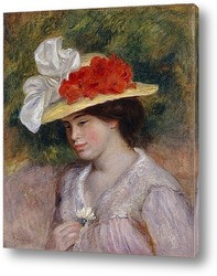    Женщина в шляпе с цветами
