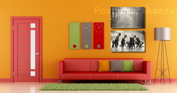 Модульная картина Мальчишки собирающие монеты на улице,Нью-Йорк.