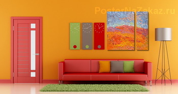 Модульная картина Вечер переходящий в ночь, в степи.